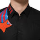 Dolce & Gabbana Black Cotton Star Sequin Dress Formal Men Shirt