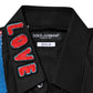 Dolce & Gabbana Black Cotton Star Sequin Dress Formal Men Shirt