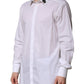 Dolce & Gabbana White Cotton Crown Collar GOLD Formal Shirt