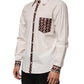 Dolce & Gabbana Cream White Cotton Polka Dot Slim Fit Shirt
