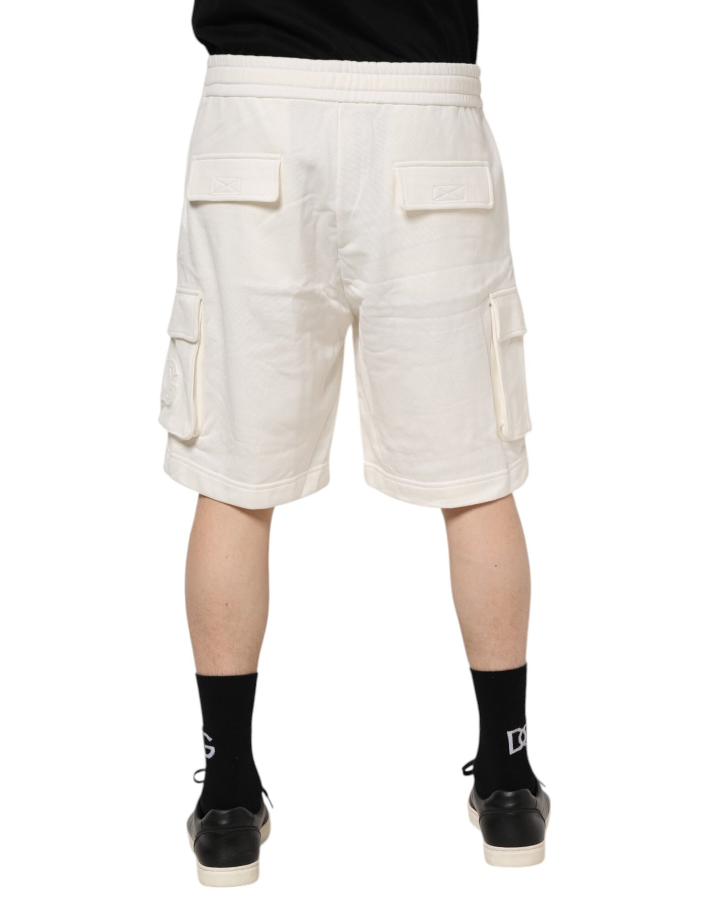 Dolce & Gabbana White Cotton Cargo Bermuda Sweatshorts Shorts
