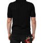 Dolce & Gabbana Black Silk Jacquard DG Polo Shirt T-shirt