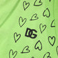 Dolce & Gabbana Green V-Neck DG Logo Heart Print T-shirt