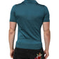 Dolce & Gabbana Teal Blue Silk Collar Short Sleeve Polo T-shirt