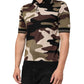 Dolce & Gabbana Camouflage Brown Silk Military Polo T-shirt