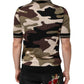 Dolce & Gabbana Camouflage Brown Silk Military Polo T-shirt