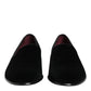 Dolce & Gabbana Black Velvet Slip On Men Loafers Formal Shoes