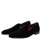 Dolce & Gabbana Black Velvet Slip On Men Loafers Formal Shoes