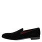 Dolce & Gabbana Black Velvet Slip On Men Loafers Formal Shoes