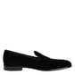 Dolce & Gabbana Black Velvet Slip On Men Loafers Formal Shoes