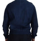 Dolce & Gabbana Blue Leather Perforated Full Zip Jacket