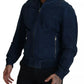 Dolce & Gabbana Blue Leather Perforated Full Zip Jacket