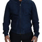 Dolce & Gabbana Blue Leather Perforated Full Zip Jacket