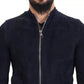 Dolce & Gabbana Dark Blue Suede Lambskin Blouson Jacket