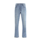 Fendi Light Blue Cotton Straight-Leg Jeans