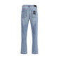 Fendi Light Blue Cotton Straight-Leg Jeans