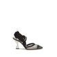 Fendi Black Calf Leather Bos Taurus Mid Heel Pumps
