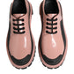 Dolce & Gabbana Light Powder Pink Black Leather Lace-Up Shoes