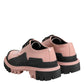 Dolce & Gabbana Light Powder Pink Black Leather Lace-Up Shoes