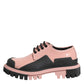 Dolce & Gabbana Light Powder Pink Black Leather Lace-Up Shoes
