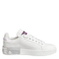 Dolce & Gabbana White Purple Leather Low Top Sneakers Shoes