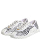 Dolce & Gabbana White NS1 Canvas Leather Embellished Sneakers Shoes