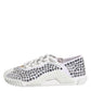 Dolce & Gabbana White NS1 Canvas Leather Embellished Sneakers Shoes