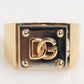 Dolce & Gabbana Gold Tone Brass Signet Square DG Logo Plaque Men Ring