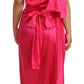 Dolce & Gabbana Pink Sheath Silk Bow Open Shoulder Dress
