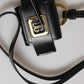 Dolce & Gabbana Black Leather Strap Gold Metal DG Logo Plaque Airpods Case