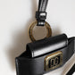 Dolce & Gabbana Black Leather Strap Gold Metal DG Logo Plaque Airpods Case
