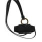 Dolce & Gabbana Black Leather Strap Gold Metal DG Logo Plaque Airpods Case