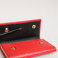 Dolce & Gabbana Red Leather Silver Metal Logo Plaque Trifold  Key Holder