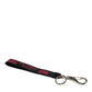 Dolce & Gabbana Black Burgundy Nylon DG Logo Crown Holder Keychain Keyring