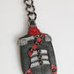 Dolce & Gabbana Black Red Military Leather Patch DG Logo Keychain Keyring
