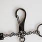 Dolce & Gabbana Black Red Military Leather Patch DG Logo Keychain Keyring