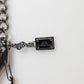 Dolce & Gabbana Black Red Military Leather Patch DG Logo Keychain Keyring