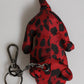 Dolce & Gabbana Red Black Polyester Animal Silhouette Bag Keychain Keyring