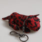 Dolce & Gabbana Red Black Polyester Animal Silhouette Bag Keychain Keyring