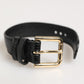 Dolce & Gabbana Black Embossed Leather Gold Buckle Belt Strap Bracelet