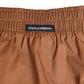 Dolce & Gabbana Brown Cotton Boxer Waistband Short Swimwear