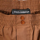 Dolce & Gabbana Brown Cotton Boxer Waistband Short Swimwear