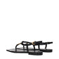 Versace Black Leather Flip-Flop Sandals