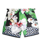Dolce & Gabbana Black White Polyester Floral Orchid Print Shorts