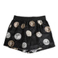 Dolce & Gabbana Black Silk Ancient Coin Print Boxer Short Swimwear