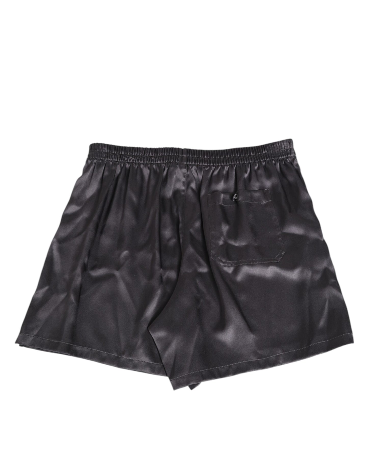 Dolce & Gabbana Black Satin Silk Elastic Men Boxer Short Swimwear Mens Swim