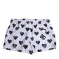 Dolce & Gabbana White Black Heart Print Men Boxer Short Swimwear