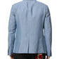 Dolce & Gabbana Light Blue Linen Double Breasted Men Jacket Blazer
