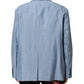 Dolce & Gabbana Light Blue Linen Double Breasted Men Jacket Blazer