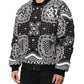 Dolce & Gabbana Black White Bandana Print Bomber Jacket